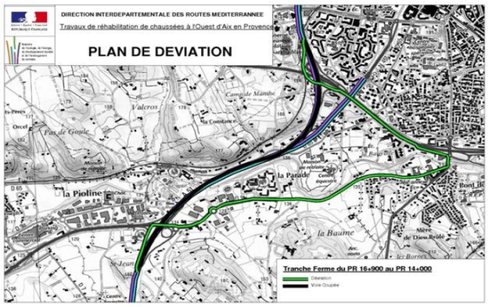 Phase 3 : plan de déviation du 11 au 15 octobre 2010