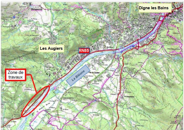 Plan situant la zone des travaux