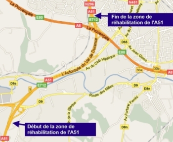 Plan de situation du chantier sur l'A51